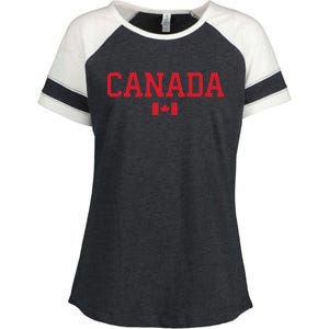 Canada Red Maple Leaf Flag Canada Day Enza Ladies Jersey Colorblock Tee