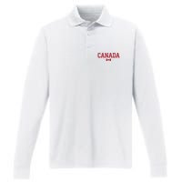 Canada Red Maple Leaf Flag Canada Day Performance Long Sleeve Polo