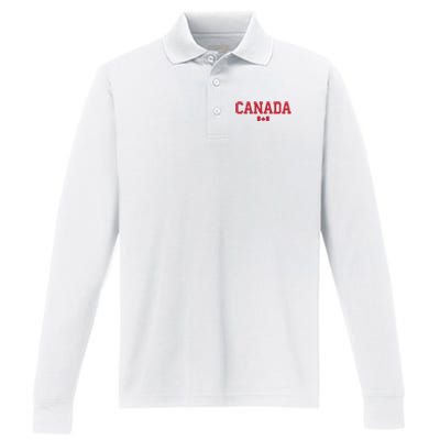 Canada Red Maple Leaf Flag Canada Day Performance Long Sleeve Polo