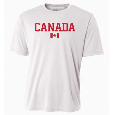 Canada Red Maple Leaf Flag Canada Day Cooling Performance Crew T-Shirt