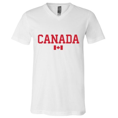Canada Red Maple Leaf Flag Canada Day V-Neck T-Shirt