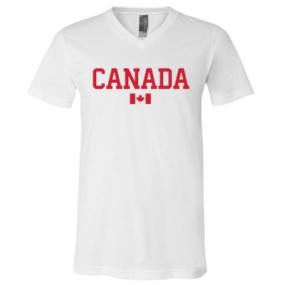 Canada Red Maple Leaf Flag Canada Day V-Neck T-Shirt