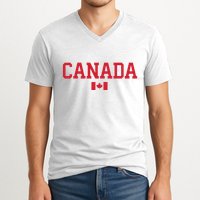 Canada Red Maple Leaf Flag Canada Day V-Neck T-Shirt