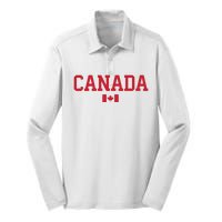 Canada Red Maple Leaf Flag Canada Day Silk Touch Performance Long Sleeve Polo