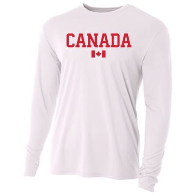 Canada Red Maple Leaf Flag Canada Day Cooling Performance Long Sleeve Crew