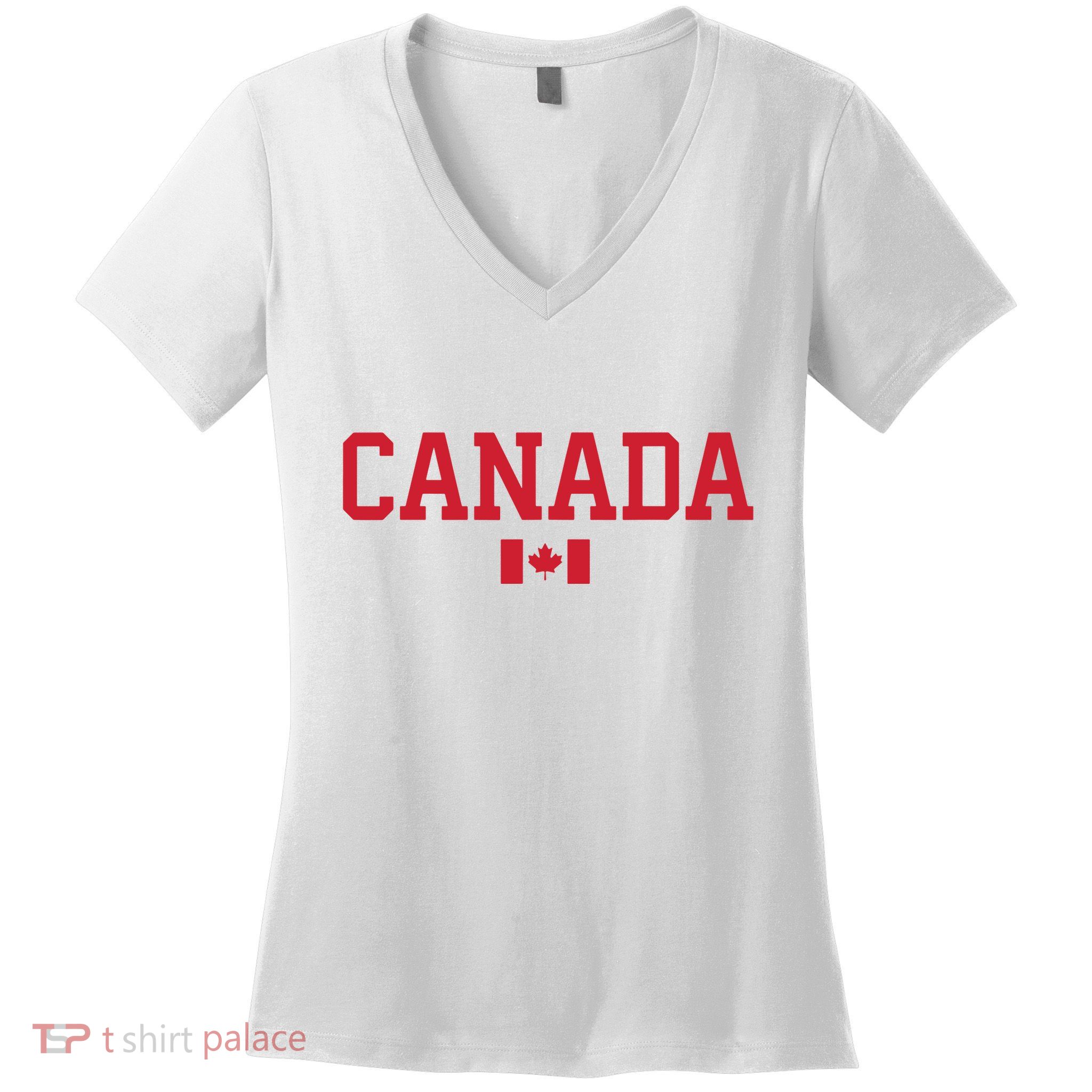 Canada Red Maple Leaf Flag Canada Day Women's V-Neck T-Shirt