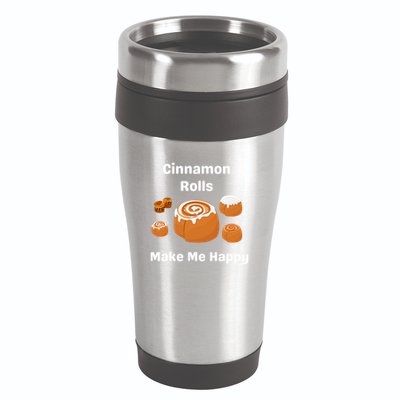 Cinnamon Rolls Make Me Happy Dessert Breakfast Brunch Gift 16oz Travel Tumbler