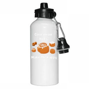 Cinnamon Rolls Make Me Happy Dessert Breakfast Brunch Gift Aluminum Water Bottle