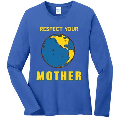 Cool Retro Mother Earth Respect Your Mother Gift Present Great Gift Ladies Long Sleeve Shirt