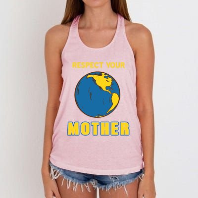 Cool Retro Mother Earth Respect Your Mother Gift Present Great Gift Women's Knotted Racerback Tank