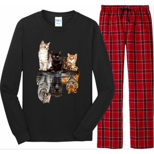 Cats Reflection Mirror Cheetah Iger Puma Cat & Animal Lover Long Sleeve Pajama Set