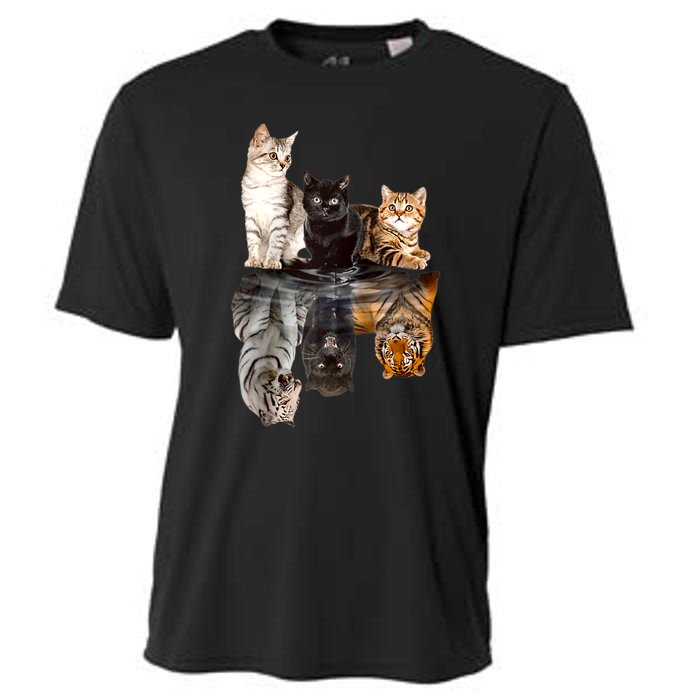 Cats Reflection Mirror Cheetah Iger Puma Cat & Animal Lover Raglan Baseball Cooling Performance Crew T-Shirt