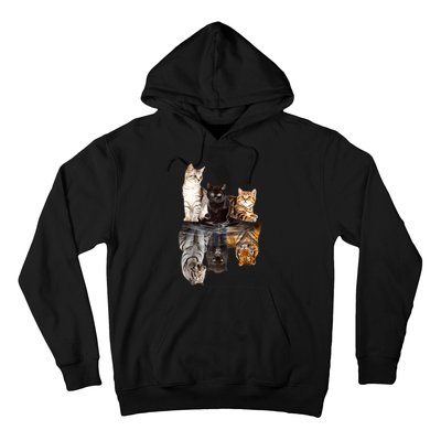 Cats Reflection Mirror Cheetah Iger Puma Cat & Animal Lover Raglan Baseball Hoodie