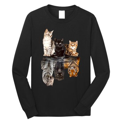 Cats Reflection Mirror Cheetah Iger Puma Cat & Animal Lover Raglan Baseball Long Sleeve Shirt