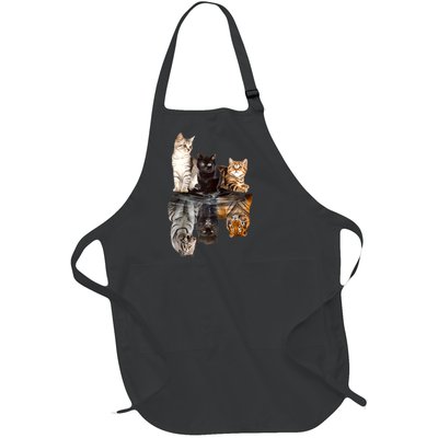 Cats Reflection Mirror Cheetah Iger Puma Cat & Animal Lover Raglan Baseball Full-Length Apron With Pockets