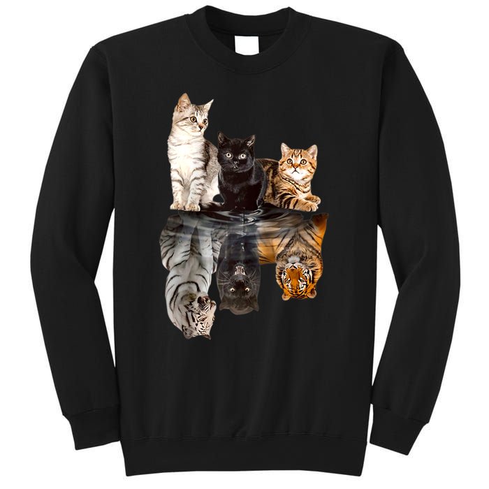 Cats Reflection Mirror Cheetah Iger Puma Cat & Animal Lover Raglan Baseball Sweatshirt