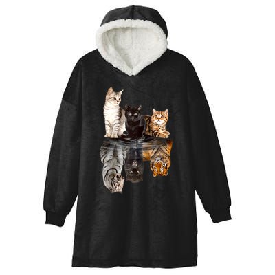 Cats Reflection Mirror Cheetah Iger Puma Cat & Animal Lover Raglan Baseball Hooded Wearable Blanket