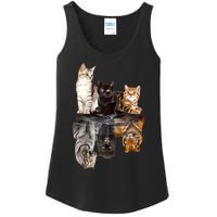 Cats Reflection Mirror Cheetah Iger Puma Cat & Animal Lover Raglan Baseball Ladies Essential Tank