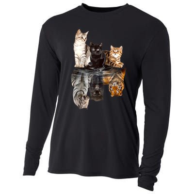 Cats Reflection Mirror Cheetah Iger Puma Cat & Animal Lover Raglan Baseball Cooling Performance Long Sleeve Crew