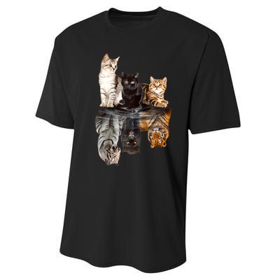 Cats Reflection Mirror Cheetah Iger Puma Cat & Animal Lover Raglan Baseball Performance Sprint T-Shirt