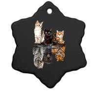 Cats Reflection Mirror Cheetah Iger Puma Cat & Animal Lover Raglan Baseball Ceramic Star Ornament