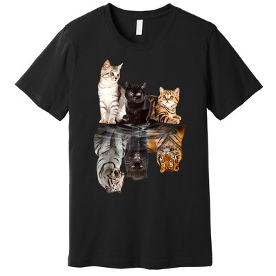 Cats Reflection Mirror Cheetah Iger Puma Cat & Animal Lover Raglan Baseball Premium T-Shirt