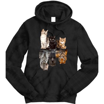 Cats Reflection Mirror Cheetah Iger Puma Cat & Animal Lover Raglan Baseball Tie Dye Hoodie