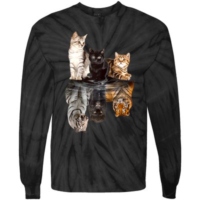 Cats Reflection Mirror Cheetah Iger Puma Cat & Animal Lover Raglan Baseball Tie-Dye Long Sleeve Shirt