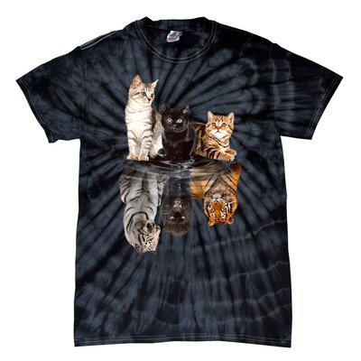 Cats Reflection Mirror Cheetah Iger Puma Cat & Animal Lover Raglan Baseball Tie-Dye T-Shirt