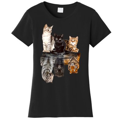 Cats Reflection Mirror Cheetah Iger Puma Cat & Animal Lover Raglan Baseball Women's T-Shirt