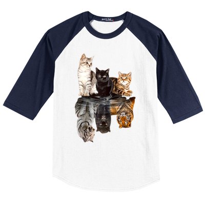 Cats Reflection Mirror Cheetah Iger Puma Cat & Animal Lover Raglan Baseball Baseball Sleeve Shirt