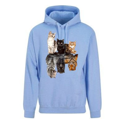 Cats Reflection Mirror Cheetah Iger Puma Cat & Animal Lover Raglan Baseball Unisex Surf Hoodie