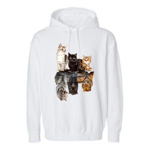 Cats Reflection Mirror Cheetah Iger Puma Cat & Animal Lover Raglan Baseball Garment-Dyed Fleece Hoodie