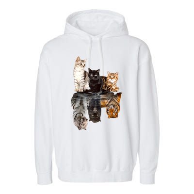 Cats Reflection Mirror Cheetah Iger Puma Cat & Animal Lover Raglan Baseball Garment-Dyed Fleece Hoodie