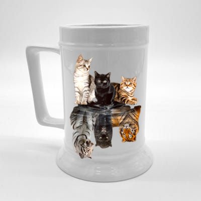 Cats Reflection Mirror Cheetah Iger Puma Cat & Animal Lover Raglan Baseball Beer Stein