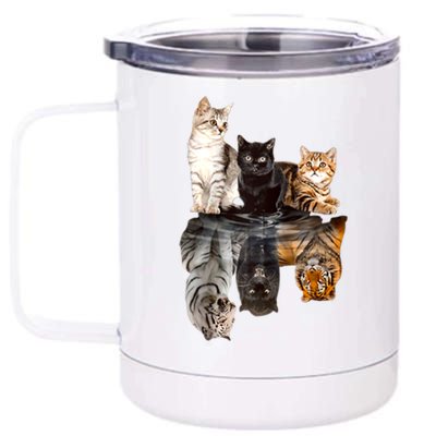 Cats Reflection Mirror Cheetah Iger Puma Cat & Animal Lover Raglan Baseball 12 oz Stainless Steel Tumbler Cup