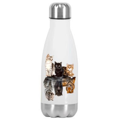 Cats Reflection Mirror Cheetah Iger Puma Cat & Animal Lover Raglan Baseball Stainless Steel Insulated Water Bottle