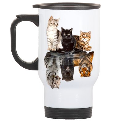 Cats Reflection Mirror Cheetah Iger Puma Cat & Animal Lover Raglan Baseball Stainless Steel Travel Mug