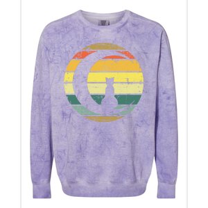 Cat Retro Moon Sunset Colorblast Crewneck Sweatshirt