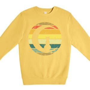 Cat Retro Moon Sunset Premium Crewneck Sweatshirt