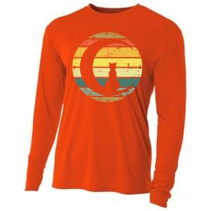 Cat Retro Moon Sunset Cooling Performance Long Sleeve Crew