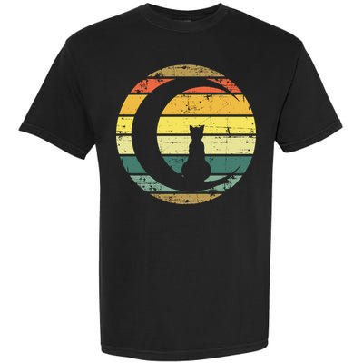 Cat Retro Moon Sunset Garment-Dyed Heavyweight T-Shirt