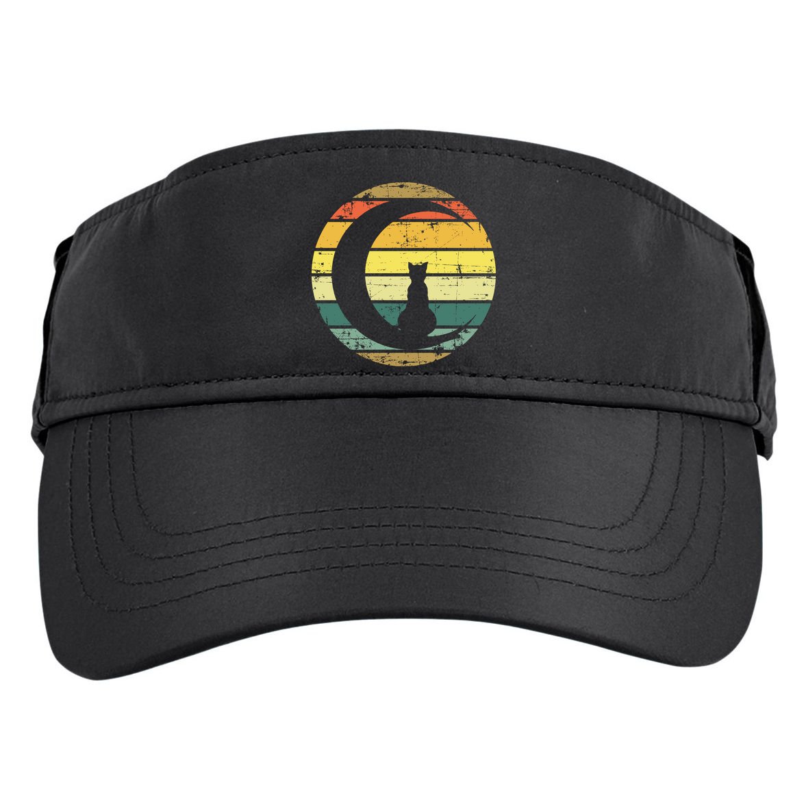 Cat Retro Moon Sunset Adult Drive Performance Visor