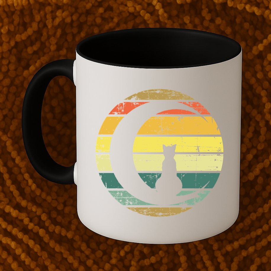 Cat Retro Moon Sunset Mug