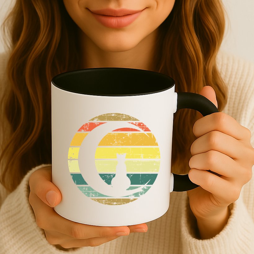 Cat Retro Moon Sunset Mug
