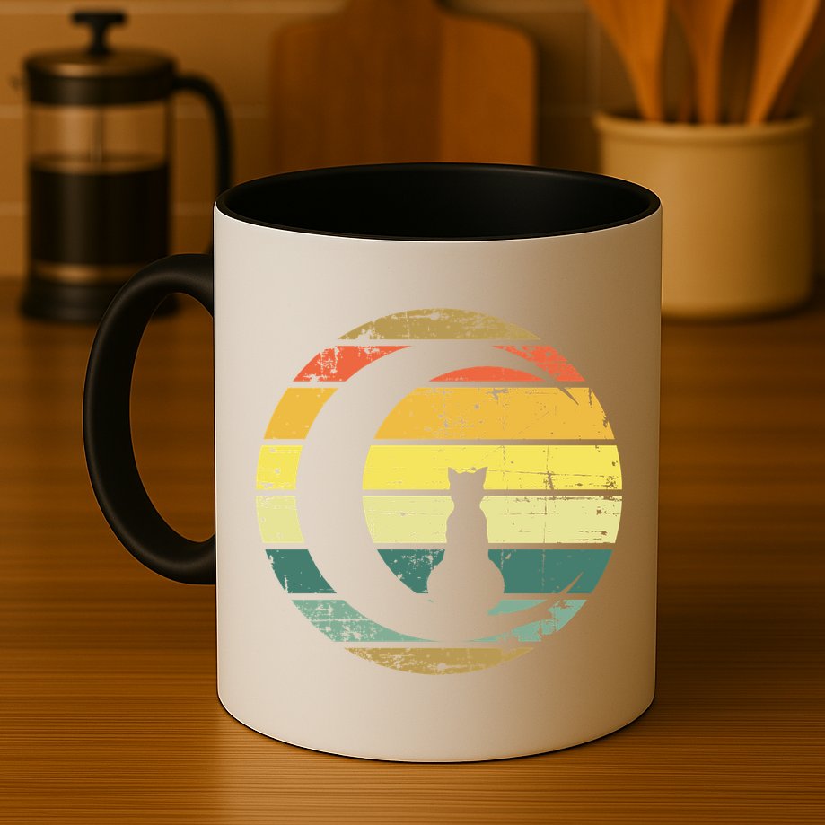 Cat Retro Moon Sunset Mug