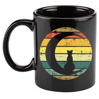 Cat Retro Moon Sunset 11oz C Handle Ceramic Mug