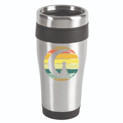 Cat Retro Moon Sunset 16oz Travel Tumbler