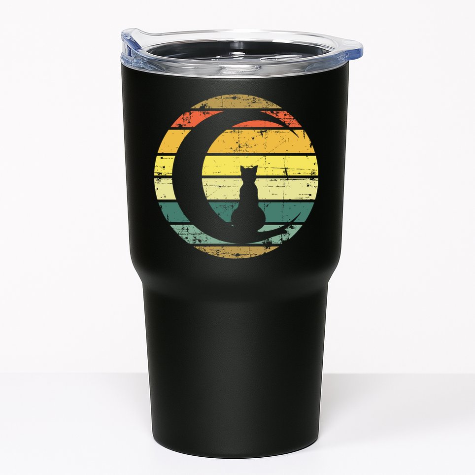 Cat Retro Moon Sunset Tumbler