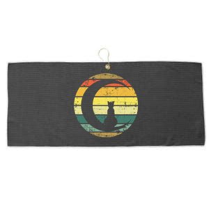 Cat Retro Moon Sunset Large Microfiber Waffle Golf Towel